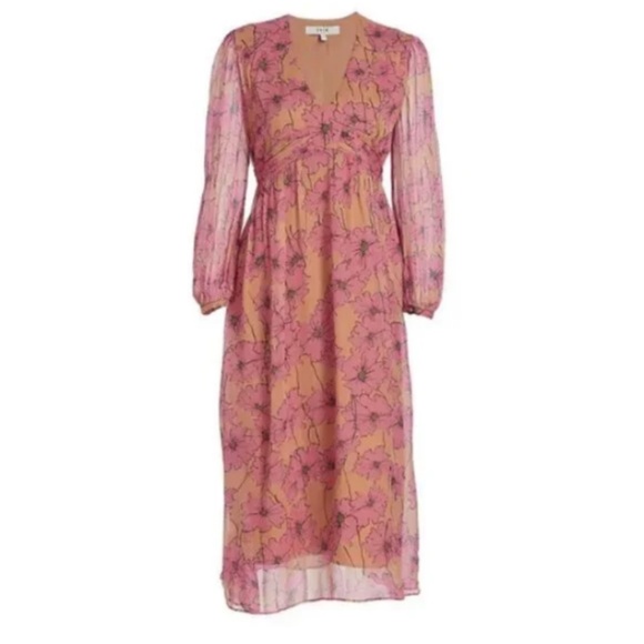 JOIE Womens Kaz Floral Silk Tie-Back Silk Midi Dress Size S Sandstorm - Picture 2 of 5